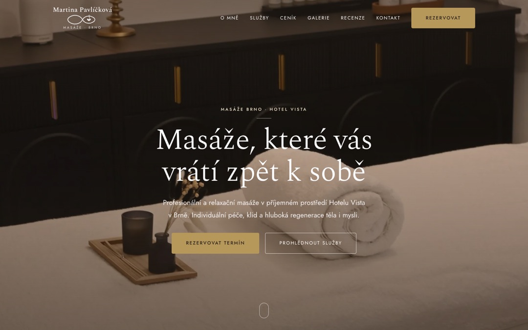 Živý web Masáže Brno — Martina Pavlíčková