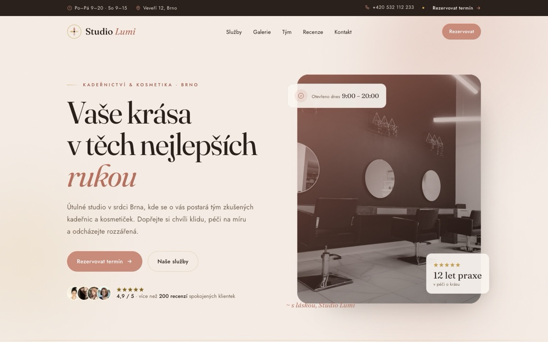 Náhled webu Studio Lumi